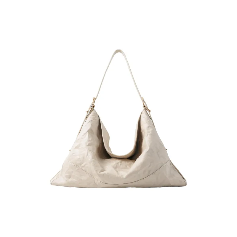 APEDE MOD Cow Leather Zongzi Bag Hobo Bag Biker Bag Handbag Shoulder Bag Crossbody Bag Women's Cream White-0