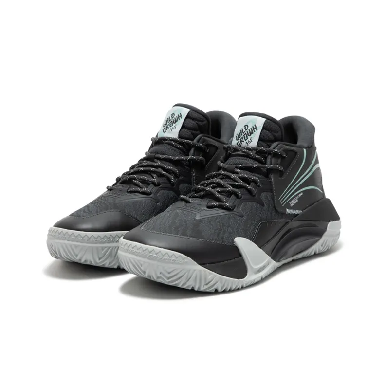 361° Thorns Basketball Shoes Men Mid Top Charcoal Black/Bleached Light Green-2