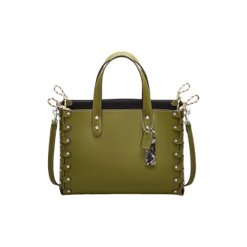 Coachtopia Leather Tote Bag Shopping Bag Handbag Shoulder Bag Medium Size Women's Olive Green