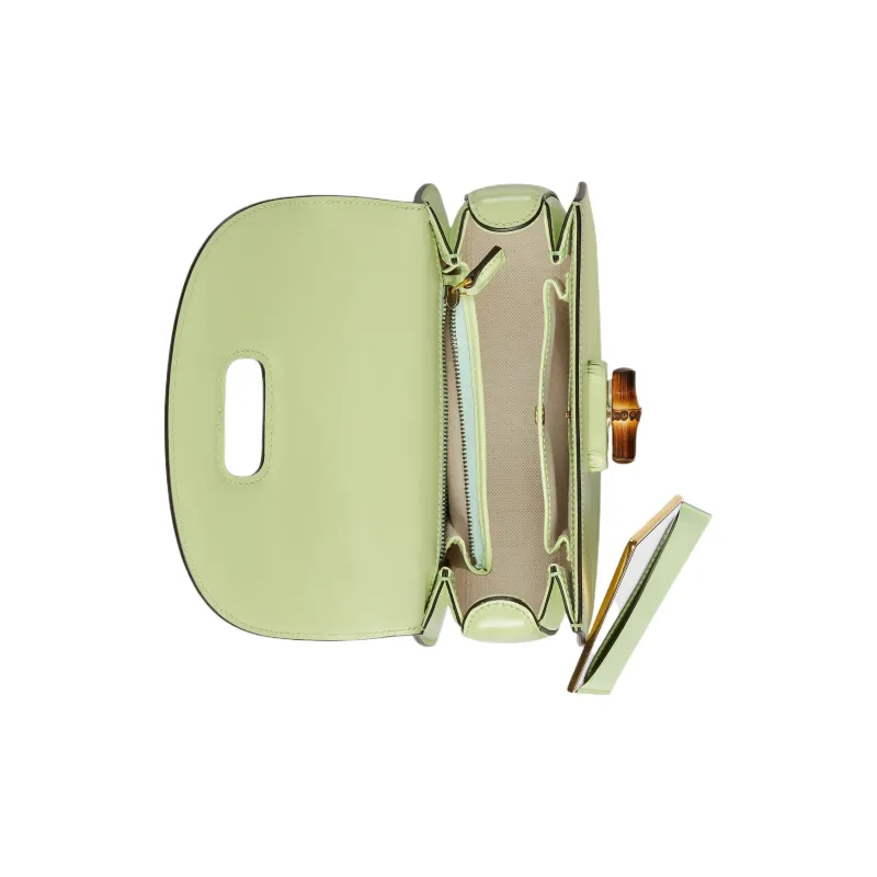 GUCCI Bamboo 1947 Leather Shoulder Bag Crossbody Bag Handbag Small Size Women's Pistachio Green-7