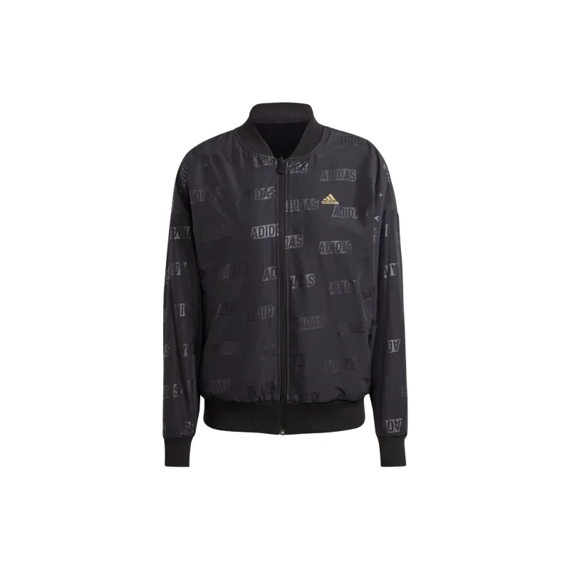 Adidas Embossed Monogram Reversible Jackets Coats Women's Black-1