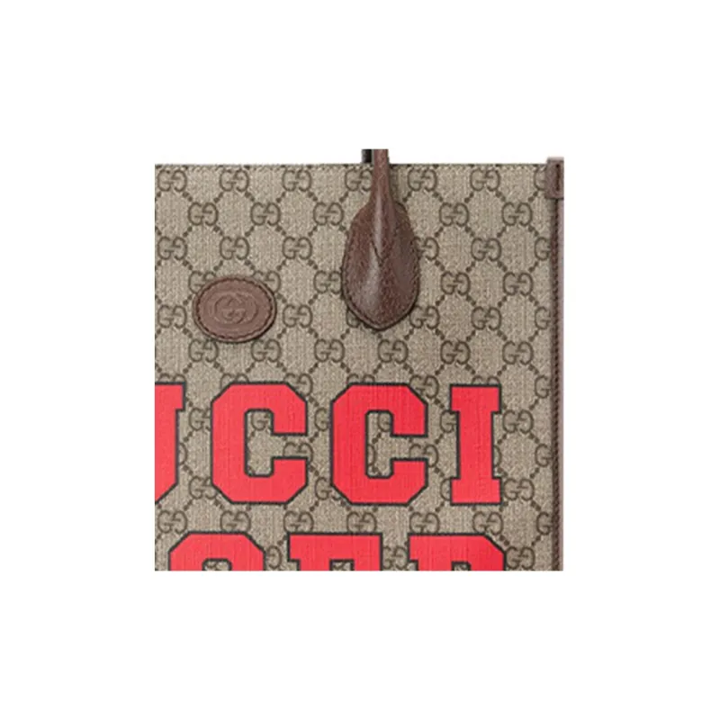 GUCCI Canvas With Leather Handbag Small Size Unisex Ebony/Brown-4