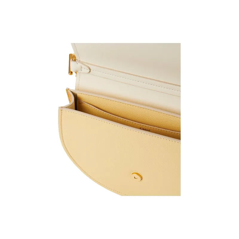 Chloe Marcie Nappa Lambskin Grain Calfskin With Suede Shoulder Bag, Crossbody Bag, Handbag Regular Women's Mist Ivory-3