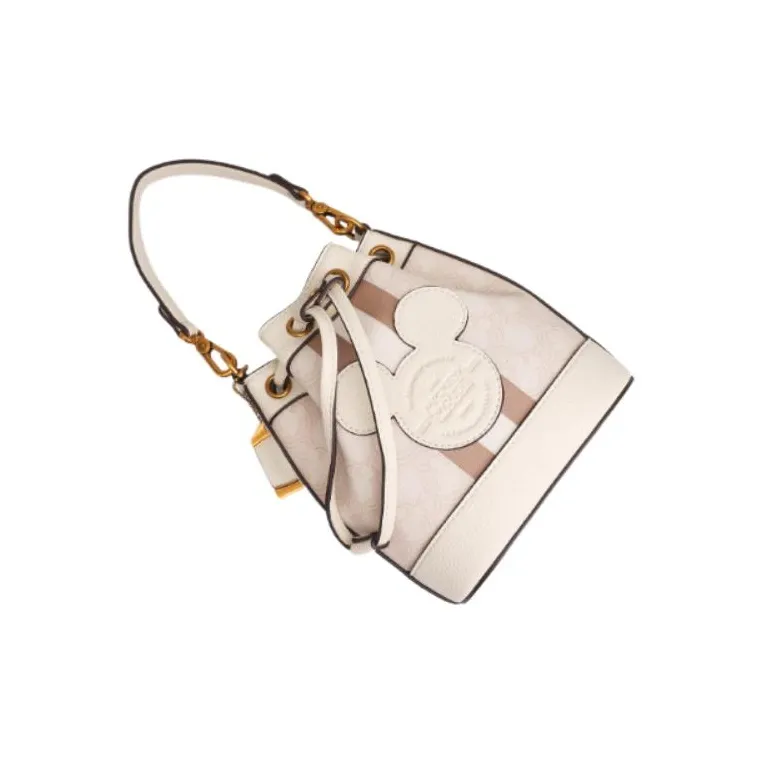 Disney Leather Bucket Bags Shoulder Bags Women's Ecru-4