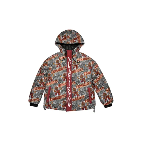 ED HARDY X Down Jackets Unisex Red