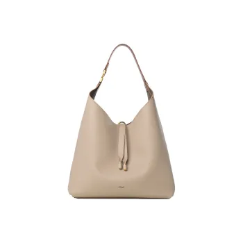Chloe Marcie Grained Calfskin Hobo Bag Drifter Bag Handbag Shoulder Bag Women's Heather Gray