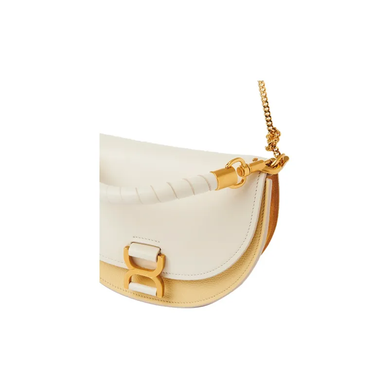Chloe Marcie Nappa Lambskin Grain Calfskin With Suede Shoulder Bag, Crossbody Bag, Handbag Regular Women's Mist Ivory-4