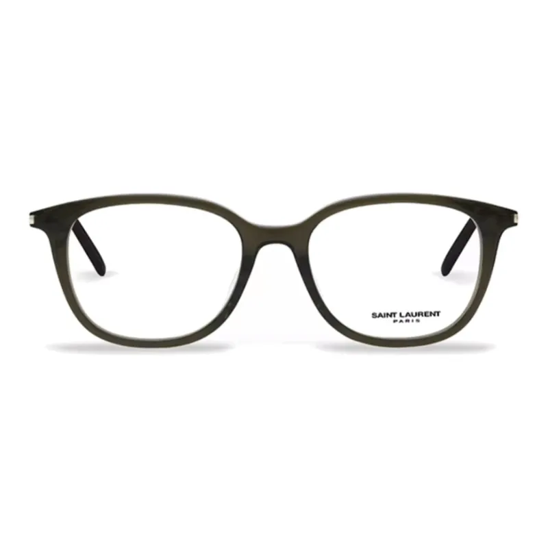SAINT LAURENT Plate Frame Square Eyeglass Frames Unisex Green-1