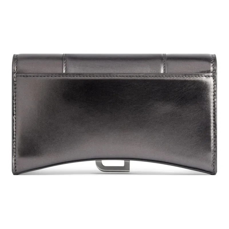 Balenciaga Metallic Smooth Calfskin Shoulder Bag, Crossbody Bag, Wallet Regular Women's Dark Gray-4
