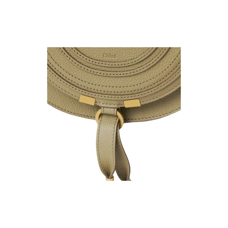 Chloe Marcie Grained Calfskin Saddle Bag Shoulder Bag Crossbody Bag Small Size Women's Terracotta Green-3