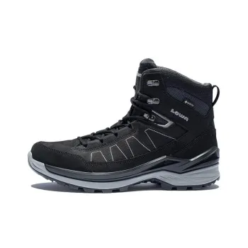 Lowa Toro Evo GTX Cushioning, Slip Resistant, And Abrasion Resistant Mid Top Outdoor Shoes Men's Black Gray