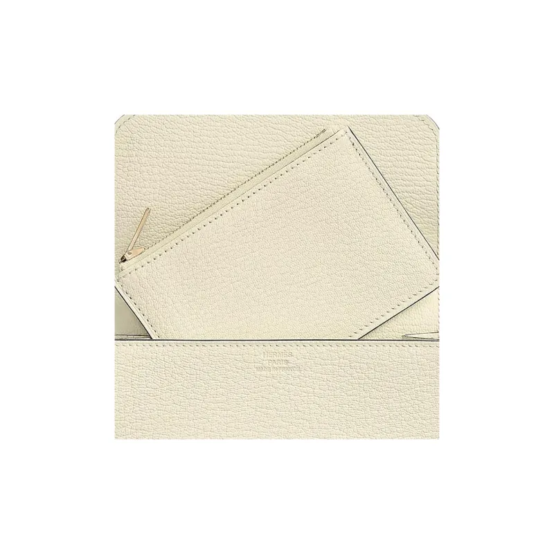 HERMES Roulis Goatskin Clutch Shoulder Bag Crossbody Bag Fanny Pack Wallet Regular Women's I2 Nata Cream White-6