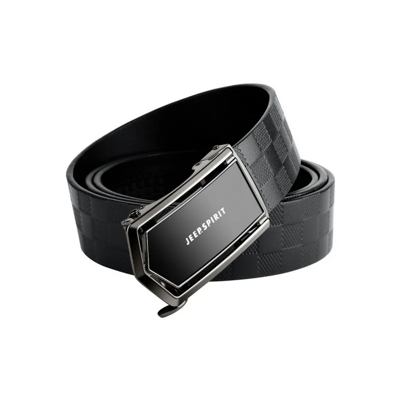 JEEP SPIRIT Top Layer Automatic Buckle Business Elegant Cow Leather Leather Belts Men's Width 3.5CM-1