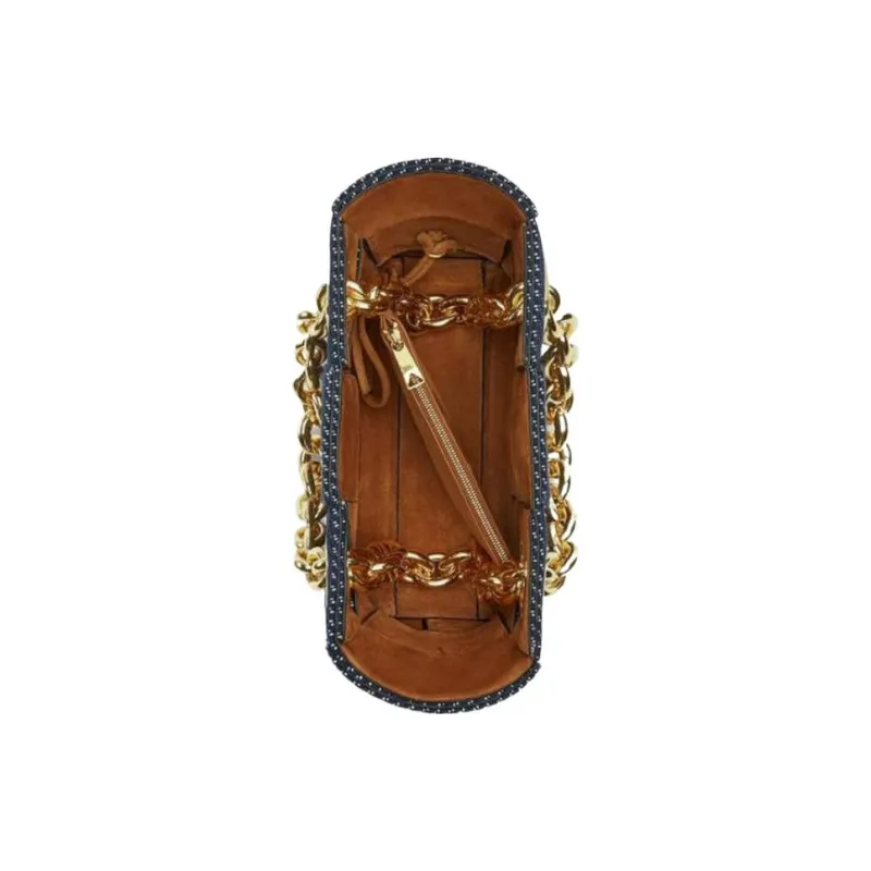 Bottega Veneta Chain Holder Denim Bag Blue-1