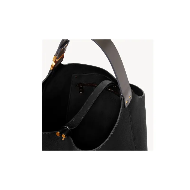 Chloe Marcie Grain Calfskin Hobo Bag, Handbag, Shoulder Bag Women's Black-3