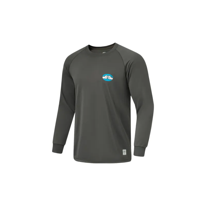 LiNing Raglan Sleeve Long Sleeved T Shirts Men's Obsidian Gray-1