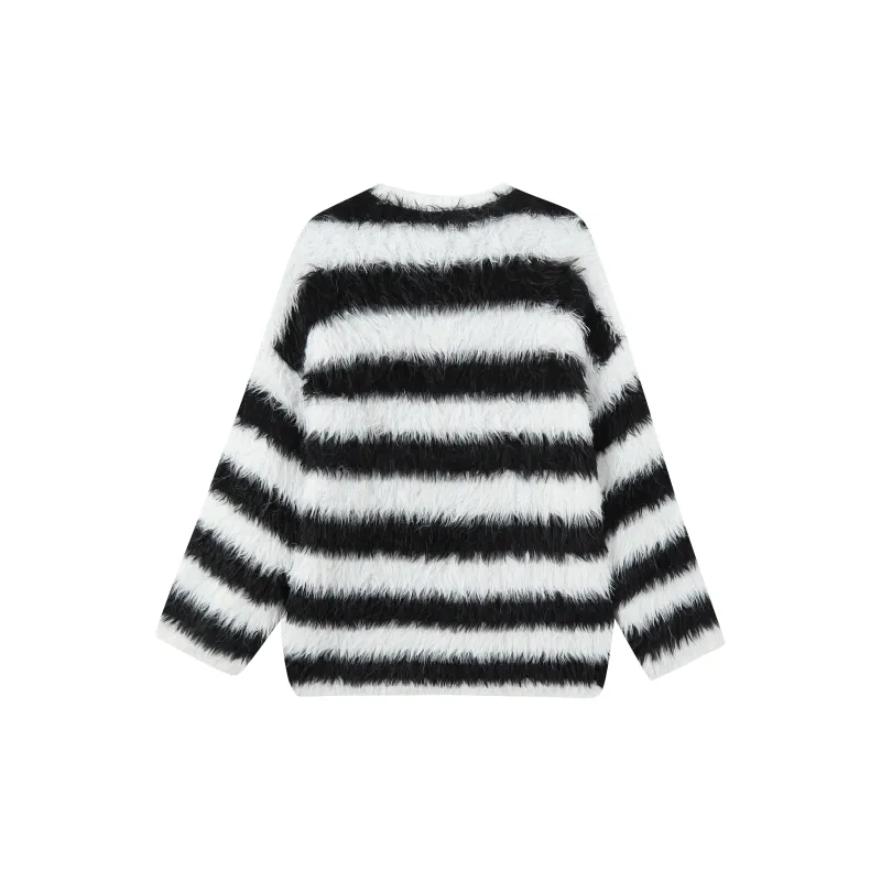 Adeworn Knitwear Women's Black White Stripes-1