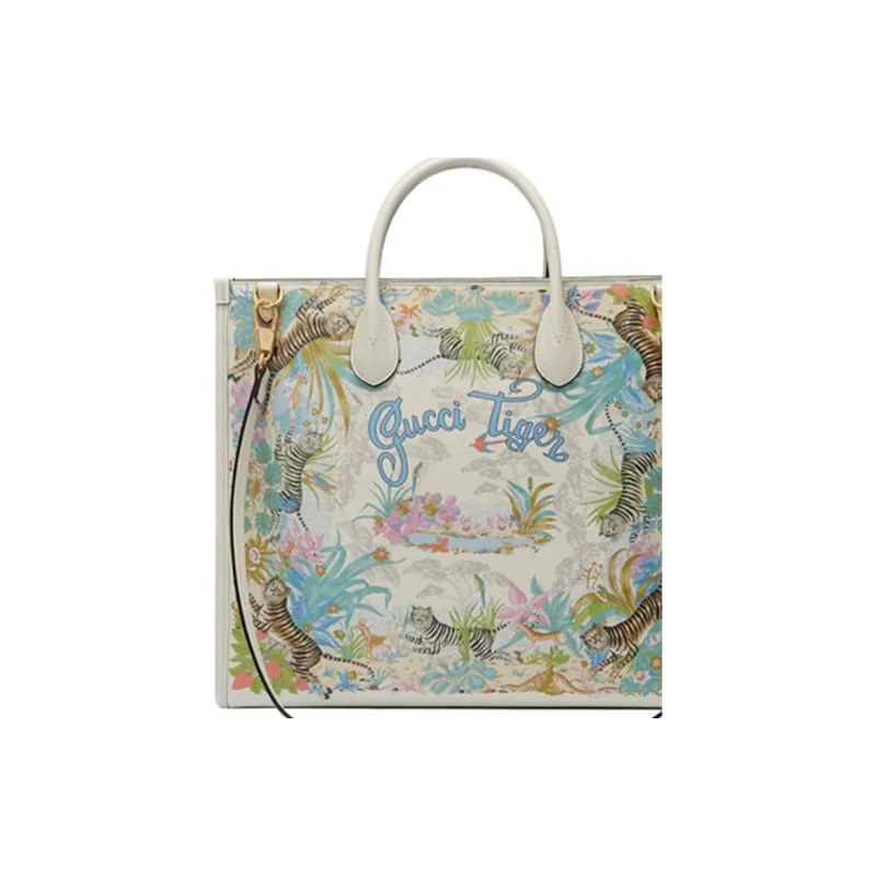 GUCCI Leather Tote Bag, Shopping Bag, Shoulder Bag, Crossbody Bag, Handbag Medium Size Unisex White-7