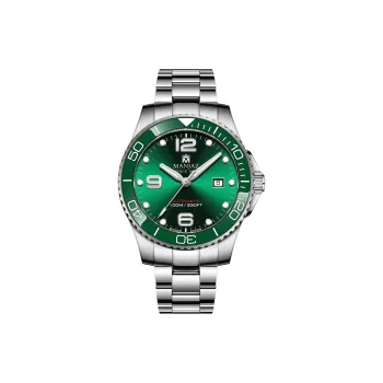 MANJAZ Automatic Mechanical Movement Stainless Steel Watchband Watch Men's Watches Green Dial 7348M SW WW L2