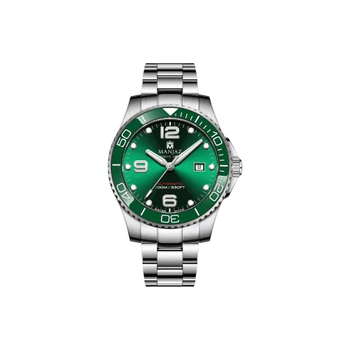 MANJAZ Automatic Mechanical Movement Stainless Steel Watchband Watch Men's Watches Green Dial 7348M SW WW L2
