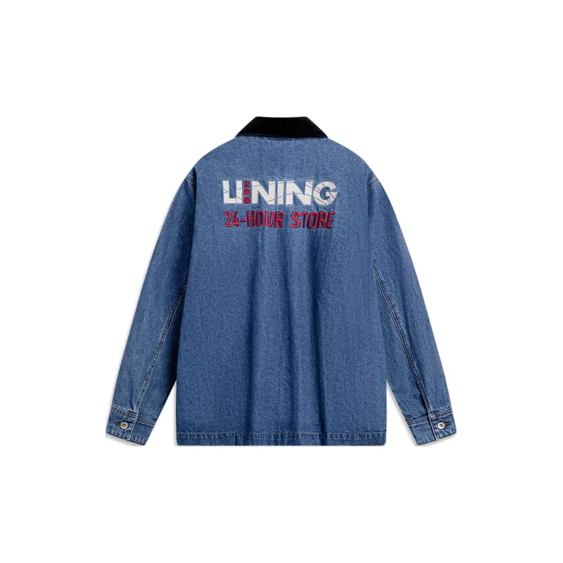 LiNing Skateboard Denim Jacket Men's Medium Blue Denim-1