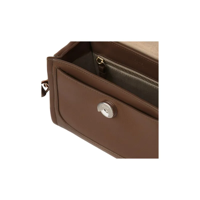 Chloe Tess Calfskin Shoulder Bag Crossbody Bag Handbag Mini Women's Dark Nut Color-3