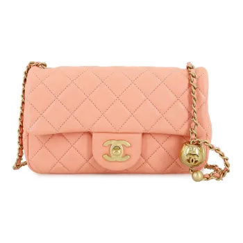CHANEL Classic Flap CF Sheepskin Mouth Cover Bag Crossbody Bag Mini Women's Orange