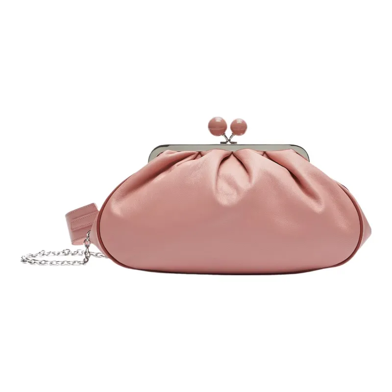 MaxMara Weekend Series Sheepskin One Shoulder Crossbody Clutches Medium Size Women's Pink-0