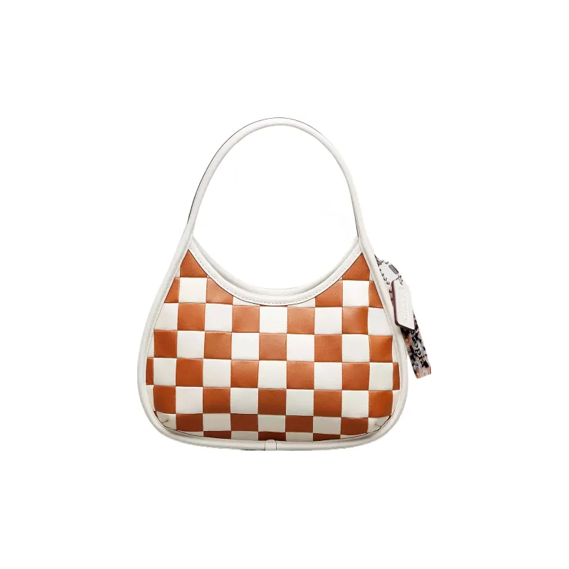 COACH Ergo Leather Shoulder Bag, Handbag, Shoulder Bag Women's Brown & White-0