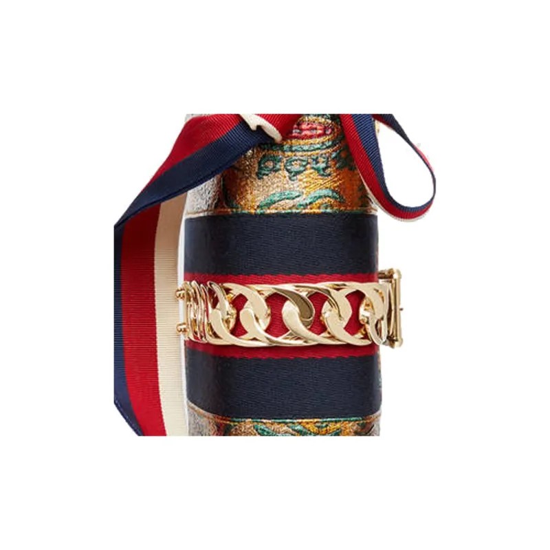 GUCCI Sylvie Rainbow Brocade Fabric Shoulder Bag, Crossbody Bag, Handbag Small Size Women's Gold-5