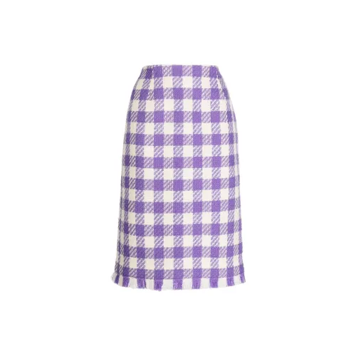 OSCAR DE LA RENTA Checked Tweed Midi Skirt