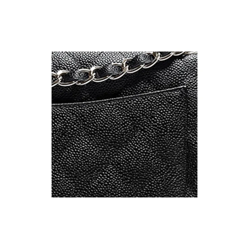 CHANEL Classic Flap CF Grain Embossed Cow Leather Flap Bag, Shoulder Bag, Crossbody Bag Tubas Women's Black-1