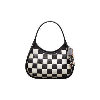 Coachtopia Ergo Leather Shoulder Bag, Handbag, Shoulder Bag Medium Size Women's Black White