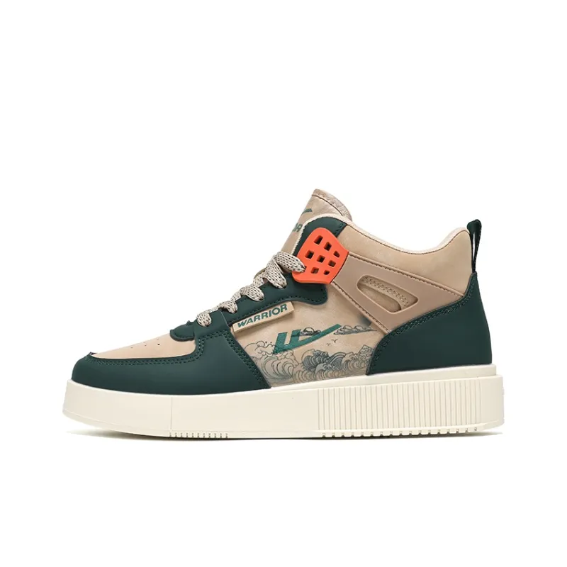 Warrior Sea Wave Collection Mid Top Skateboard Shoes Unisex Khaki Jasper-0
