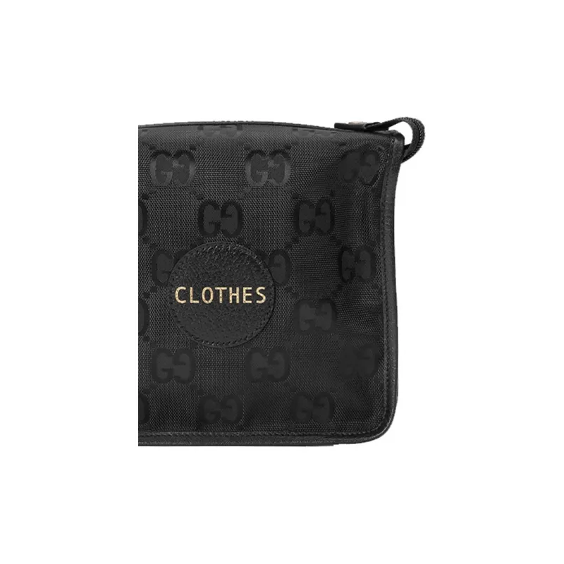 GUCCI Nylon Square Bag Storage Bag Clutch Toiletry Bag Small Size Men's Black-7