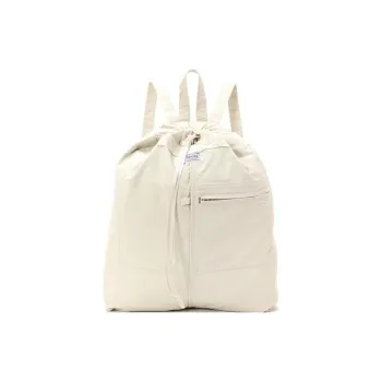 PORTER Nylon Cotton Twill Backpack Unisex Gray White