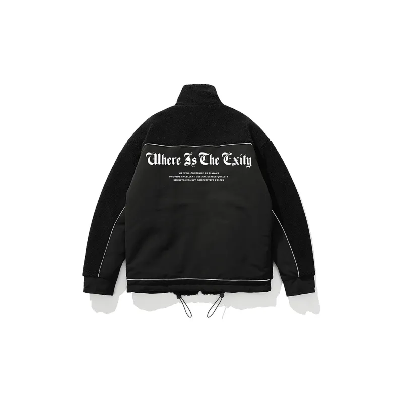SANSYAS Velvet feel Coat Unisex Black-1