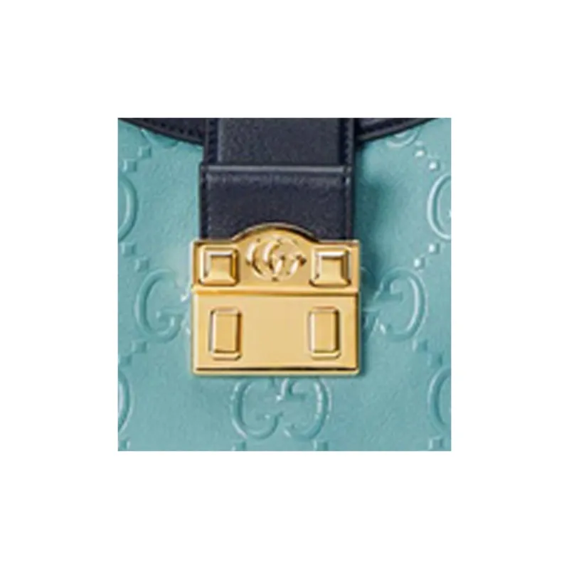 GUCCI Leather Shoulder Bag Small Size Women's Blue-7
