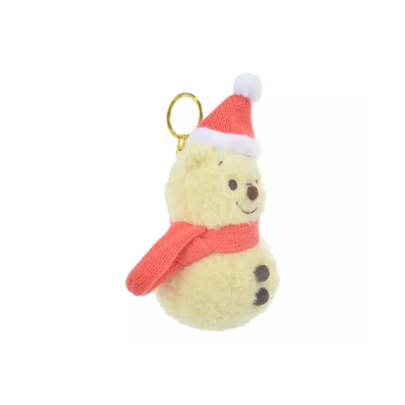 Disney Winter Winnie The Pooh Doll Key Ring Snowman Style Dolls Plush Pendant 20cm High-2