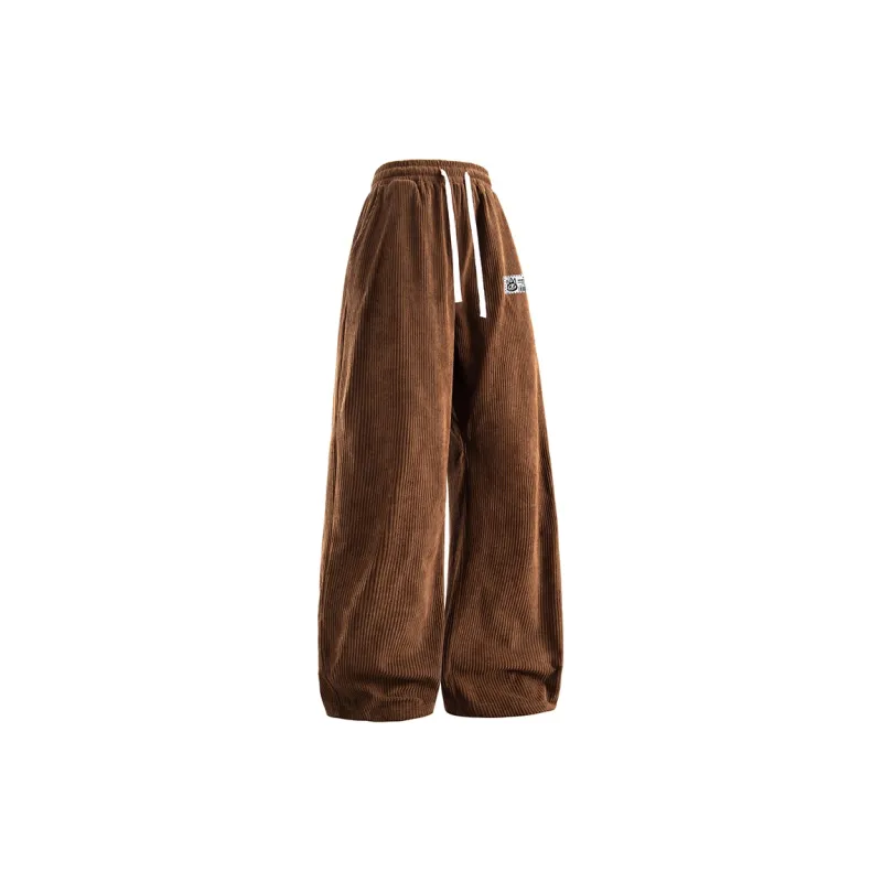CULT OF INDIVIDUALITY Casual Pants Graffiti Print, Corduroy Loose Fit Versatile Straight Fit Thickened Pants Unisex-23