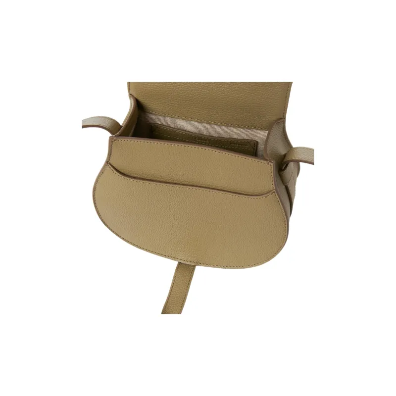 Chloe Marcie Grained Calfskin Saddle Bag Shoulder Bag Crossbody Bag Small Size Women's Terracotta Green-4
