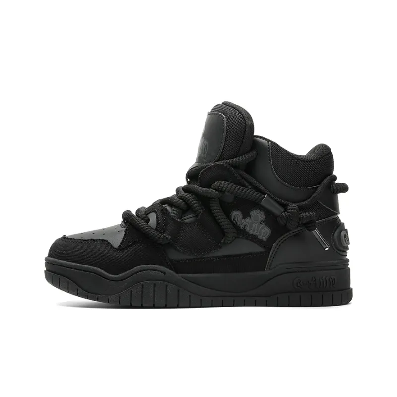 Q AND Coverage Thermal Slip Resistant Cushioning Abrasion Resistant Height Increasing High Top Skateboard Shoes Unisex-0