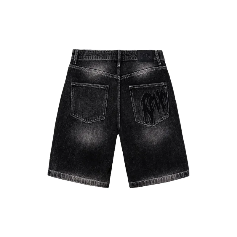 Revenge Denim Shorts Unisex Black-1