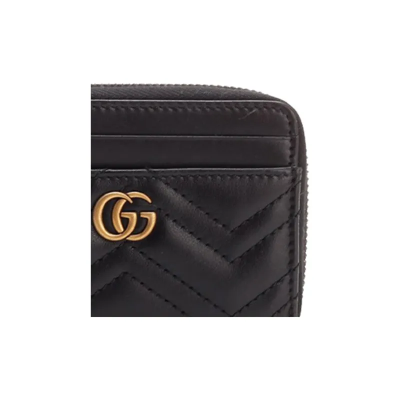 GUCCI Marmont Leather Coin Purse Regular Women's Black-4