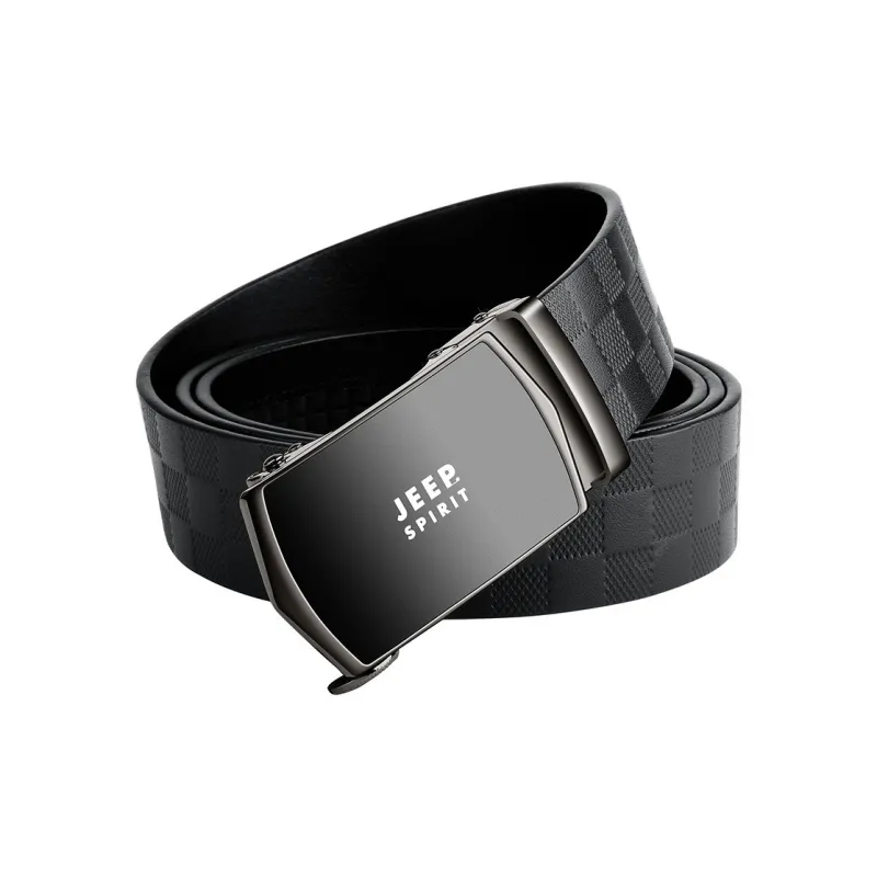 JEEP SPIRIT Automatic Buckle Business Top Layer Elegant Cow Leather Leather Belts Men's Width 3.5CM-1
