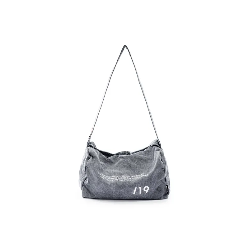 Subtle Washed Denim Shoulder Bag, Crossbody Bag, Fitness Bag, Travel Bag Unisex Nebula Black/Berry Blue/Stone Gray-9