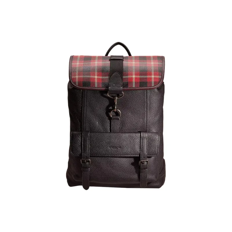 COACH Bleecker Eggstone Grain Leather Backpack Large Size Men's Black-0
