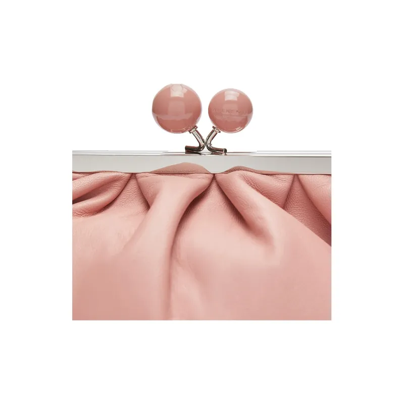 MaxMara Weekend Series Sheepskin One Shoulder Crossbody Clutches Medium Size Women's Pink-4