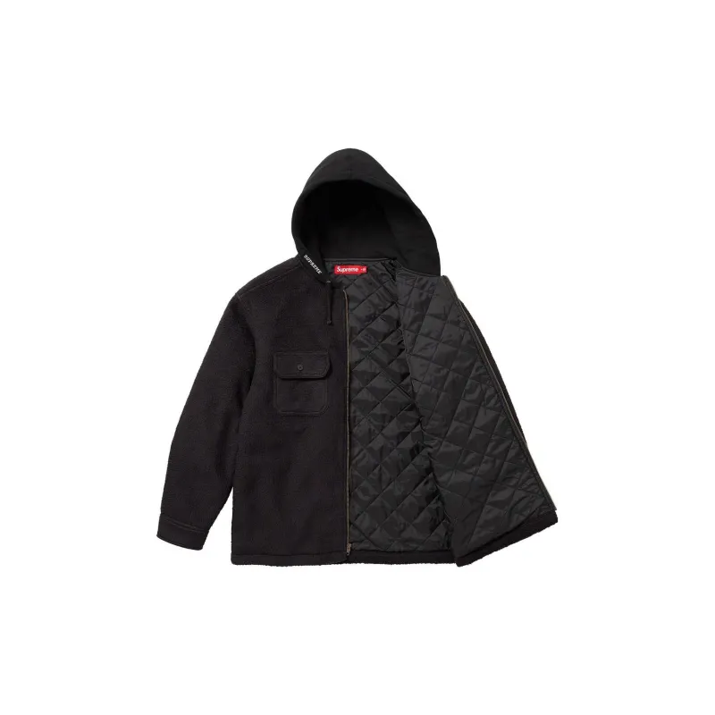 Supreme Fleece Zip Up Hooded Shirt-5