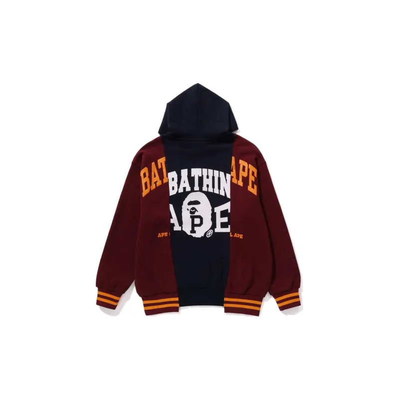 A BATHING APE Badges Color Blocking Pullover Hoodie-3